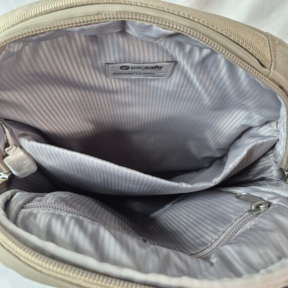 * SOLD* Pacsafe Metrosafe LS250 Crossbody Bag Khaki Anti Theft RFID Blocking - Picture 12 of 16